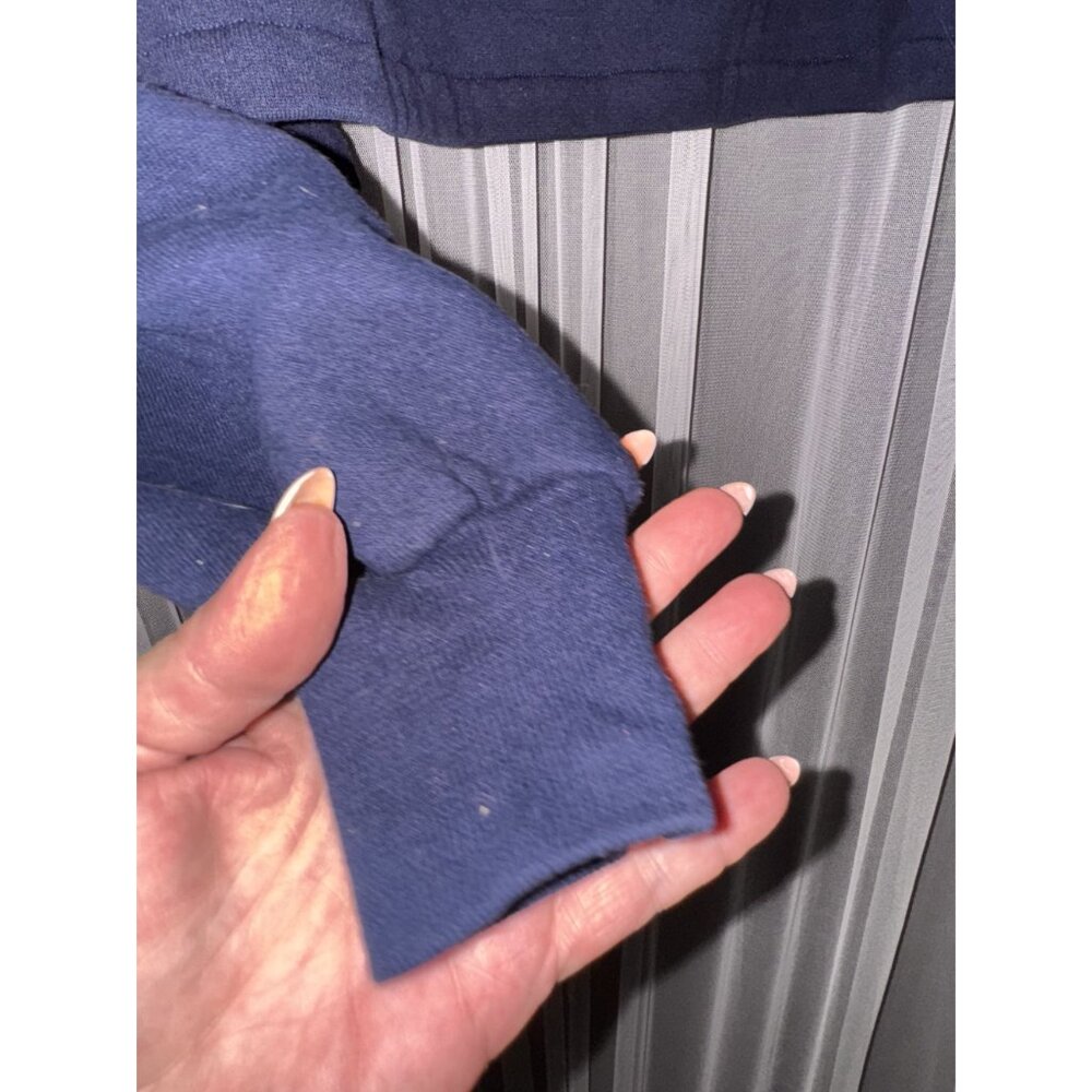 Vintage Jerzees Super Sweats Navy Blue Quarter-Zip crop Sweatshirt White Embroid - Picture 8 of 9